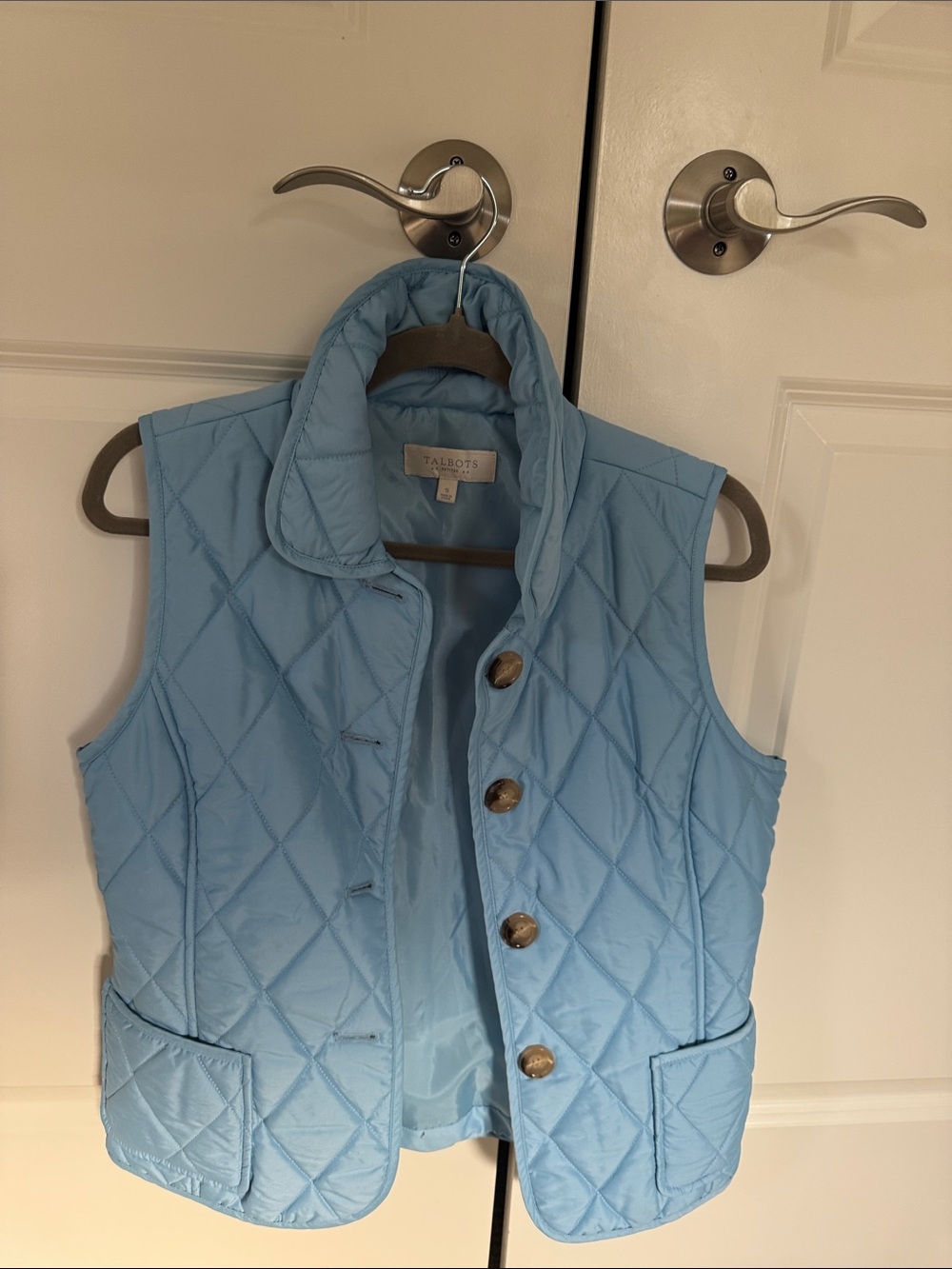 Talbots Sky Blue Quilted Button-Front Vest